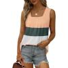 imageSaloogoe Summer Tank Tops for Women Loose Fit Pleated Square Neck Sleeveless Tops Curved Hem Flowy06multicolor