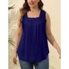 imageSaloogoe Summer Tank Tops for Women Loose Fit Pleated Square Neck Sleeveless Tops Curved Hem Flowy06navy