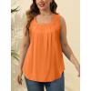 imageSaloogoe Summer Tank Tops for Women Loose Fit Pleated Square Neck Sleeveless Tops Curved Hem Flowy06orange