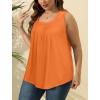 imageSaloogoe Summer Tank Tops for Women Loose Fit Pleated Square Neck Sleeveless Tops Curved Hem Flowy06orange