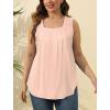 imageSaloogoe Summer Tank Tops for Women Loose Fit Pleated Square Neck Sleeveless Tops Curved Hem Flowy06pink