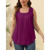 imageSaloogoe Summer Tank Tops for Women Loose Fit Pleated Square Neck Sleeveless Tops Curved Hem Flowy06purple