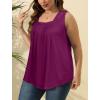 imageSaloogoe Summer Tank Tops for Women Loose Fit Pleated Square Neck Sleeveless Tops Curved Hem Flowy06purple