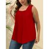 imageSaloogoe Summer Tank Tops for Women Loose Fit Pleated Square Neck Sleeveless Tops Curved Hem Flowy06red