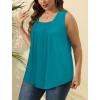 imageSaloogoe Summer Tank Tops for Women Loose Fit Pleated Square Neck Sleeveless Tops Curved Hem Flowy06turquoise