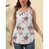 imageSaloogoe Summer Tank Tops for Women Loose Fit Pleated Square Neck Sleeveless Tops Curved Hem Flowy07floral White