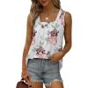 imageSaloogoe Summer Tank Tops for Women Loose Fit Pleated Square Neck Sleeveless Tops Curved Hem Flowy07floral White
