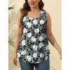 imageSaloogoe Summer Tank Tops for Women Loose Fit Pleated Square Neck Sleeveless Tops Curved Hem Flowy07floral White Lily