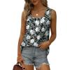 imageSaloogoe Summer Tank Tops for Women Loose Fit Pleated Square Neck Sleeveless Tops Curved Hem Flowy07floral White Lily