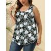imageSaloogoe Summer Tank Tops for Women Loose Fit Pleated Square Neck Sleeveless Tops Curved Hem Flowy07floral White Lily