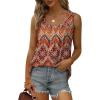 imageSaloogoe Summer Tank Tops for Women Loose Fit Pleated Square Neck Sleeveless Tops Curved Hem Flowy08bohemia