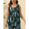 imageSaloogoe Summer Tank Tops for Women Loose Fit Pleated Square Neck Sleeveless Tops Curved Hem Flowy08firefly Forest