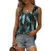 imageSaloogoe Summer Tank Tops for Women Loose Fit Pleated Square Neck Sleeveless Tops Curved Hem Flowy08firefly Forest