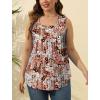 imageSaloogoe Summer Tank Tops for Women Loose Fit Pleated Square Neck Sleeveless Tops Curved Hem Flowy08floral Brown