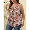 imageSaloogoe Summer Tank Tops for Women Loose Fit Pleated Square Neck Sleeveless Tops Curved Hem Flowy08floral Brown