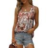 imageSaloogoe Summer Tank Tops for Women Loose Fit Pleated Square Neck Sleeveless Tops Curved Hem Flowy08floral Brown
