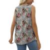 imageSaloogoe Summer Tank Tops for Women Loose Fit Pleated Square Neck Sleeveless Tops Curved Hem Flowy08floral Grey