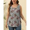imageSaloogoe Summer Tank Tops for Women Loose Fit Pleated Square Neck Sleeveless Tops Curved Hem Flowy08floral Grey