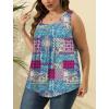imageSaloogoe Summer Tank Tops for Women Loose Fit Pleated Square Neck Sleeveless Tops Curved Hem Flowy08floral Grid