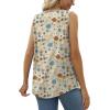 imageSaloogoe Summer Tank Tops for Women Loose Fit Pleated Square Neck Sleeveless Tops Curved Hem Flowy08floral Khaki