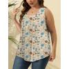 imageSaloogoe Summer Tank Tops for Women Loose Fit Pleated Square Neck Sleeveless Tops Curved Hem Flowy08floral Khaki