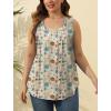 imageSaloogoe Summer Tank Tops for Women Loose Fit Pleated Square Neck Sleeveless Tops Curved Hem Flowy08floral Khaki
