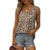 imageSaloogoe Summer Tank Tops for Women Loose Fit Pleated Square Neck Sleeveless Tops Curved Hem Flowy08floral Leopard
