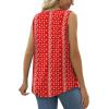 imageSaloogoe Summer Tank Tops for Women Loose Fit Pleated Square Neck Sleeveless Tops Curved Hem Flowy08foral Red