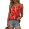 imageSaloogoe Summer Tank Tops for Women Loose Fit Pleated Square Neck Sleeveless Tops Curved Hem Flowy08foral Red