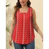 imageSaloogoe Summer Tank Tops for Women Loose Fit Pleated Square Neck Sleeveless Tops Curved Hem Flowy08foral Red