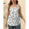 imageSaloogoe Summer Tank Tops for Women Loose Fit Pleated Square Neck Sleeveless Tops Curved Hem Flowy08leaf Print