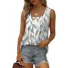 imageSaloogoe Summer Tank Tops for Women Loose Fit Pleated Square Neck Sleeveless Tops Curved Hem Flowy08leaf Print