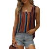 imageSaloogoe Summer Tank Tops for Women Loose Fit Pleated Square Neck Sleeveless Tops Curved Hem Flowy08multicolored Stripes