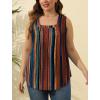 imageSaloogoe Summer Tank Tops for Women Loose Fit Pleated Square Neck Sleeveless Tops Curved Hem Flowy08multicolored Stripes