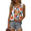 imageSaloogoe Summer Tank Tops for Women Loose Fit Pleated Square Neck Sleeveless Tops Curved Hem Flowy09colorful Colorblock