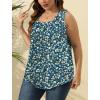 imageSaloogoe Summer Tank Tops for Women Loose Fit Pleated Square Neck Sleeveless Tops Curved Hem Flowy09floral Blue