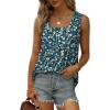 imageSaloogoe Summer Tank Tops for Women Loose Fit Pleated Square Neck Sleeveless Tops Curved Hem Flowy09floral Blue