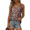 imageSaloogoe Summer Tank Tops for Women Loose Fit Pleated Square Neck Sleeveless Tops Curved Hem Flowy09floral Daisies