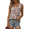 imageSaloogoe Summer Tank Tops for Women Loose Fit Pleated Square Neck Sleeveless Tops Curved Hem Flowy09floral Wood Flower
