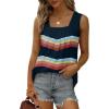imageSaloogoe Summer Tank Tops for Women Loose Fit Pleated Square Neck Sleeveless Tops Curved Hem Flowy09g Rainbow