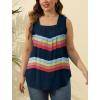 imageSaloogoe Summer Tank Tops for Women Loose Fit Pleated Square Neck Sleeveless Tops Curved Hem Flowy09g Rainbow