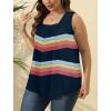 imageSaloogoe Summer Tank Tops for Women Loose Fit Pleated Square Neck Sleeveless Tops Curved Hem Flowy09g Rainbow