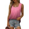 imageSaloogoe Summer Tank Tops for Women Loose Fit Pleated Square Neck Sleeveless Tops Curved Hem Flowy09gradient Burgundy