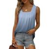 imageSaloogoe Summer Tank Tops for Women Loose Fit Pleated Square Neck Sleeveless Tops Curved Hem Flowy09gradient Grey