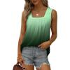 imageSaloogoe Summer Tank Tops for Women Loose Fit Pleated Square Neck Sleeveless Tops Curved Hem Flowy10gradient Army Green