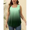 imageSaloogoe Summer Tank Tops for Women Loose Fit Pleated Square Neck Sleeveless Tops Curved Hem Flowy10gradient Army Green
