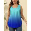 imageSaloogoe Summer Tank Tops for Women Loose Fit Pleated Square Neck Sleeveless Tops Curved Hem Flowy10gradient Sky Blue