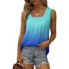 imageSaloogoe Summer Tank Tops for Women Loose Fit Pleated Square Neck Sleeveless Tops Curved Hem Flowy10gradient Sky Blue