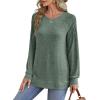 imageSaloogoe Sweatshirt for Women Crewneck Pleated Long Sleeve Shirts Tunic Tops Fashion Winter Clothing 2025Classic Green