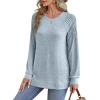 imageSaloogoe Sweatshirt for Women Crewneck Pleated Long Sleeve Shirts Tunic Tops Fashion Winter Clothing 2025Dusty Blue